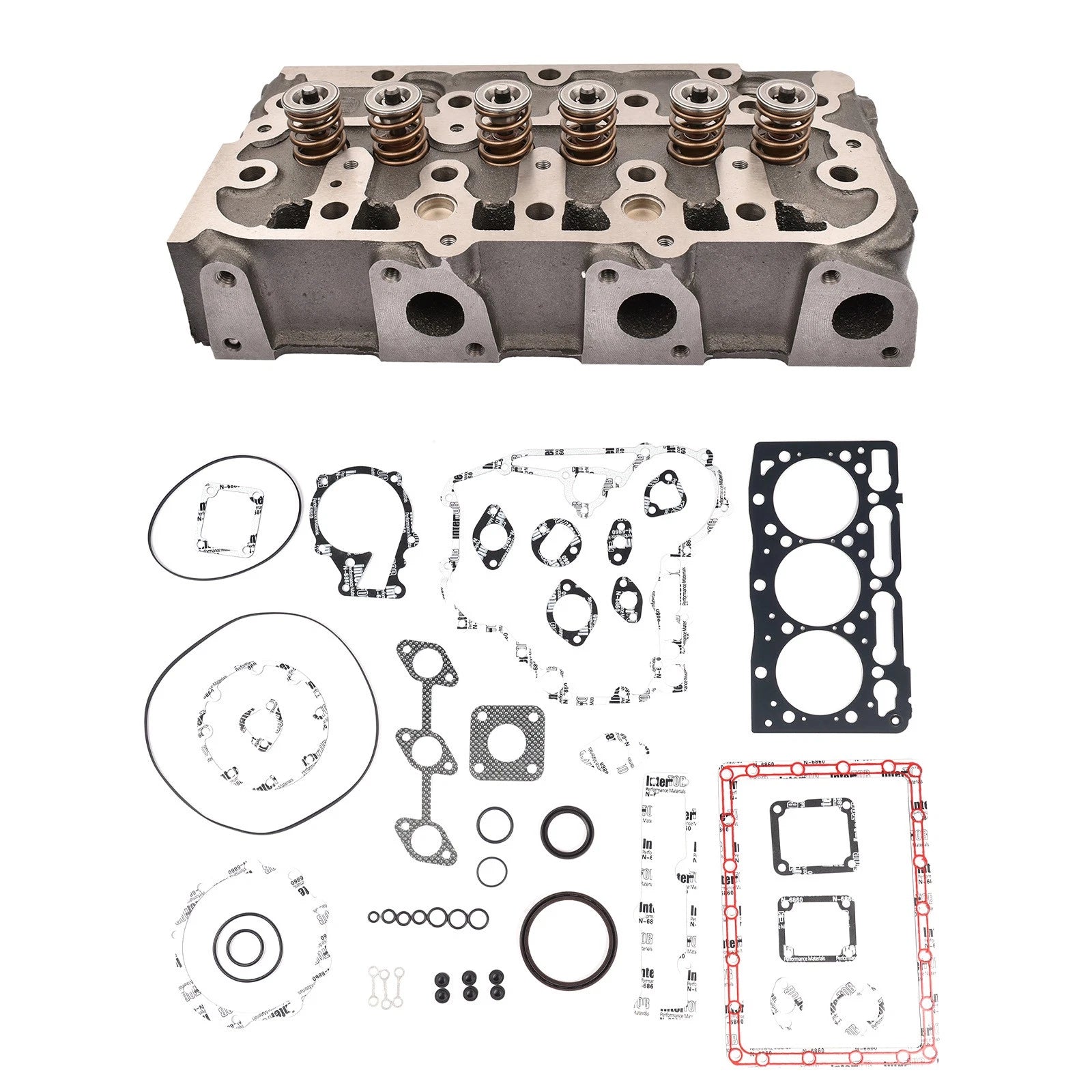 Complete Engine Cylinder Head & Gasket for Kubota FZ2400 F2560E F2880E ZD28