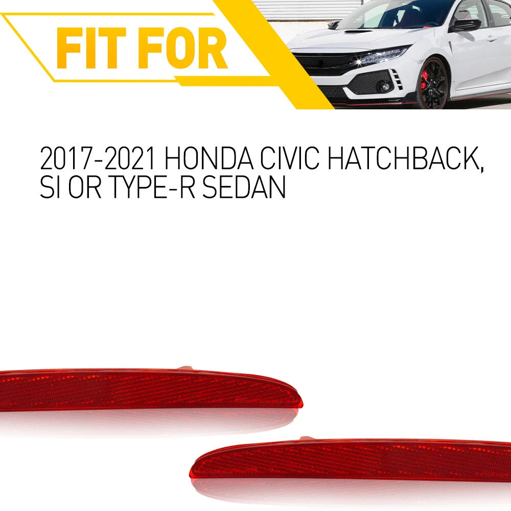 Red Lens Rear Bumper Reflector for Honda Civic Hatchback (2017–2021)