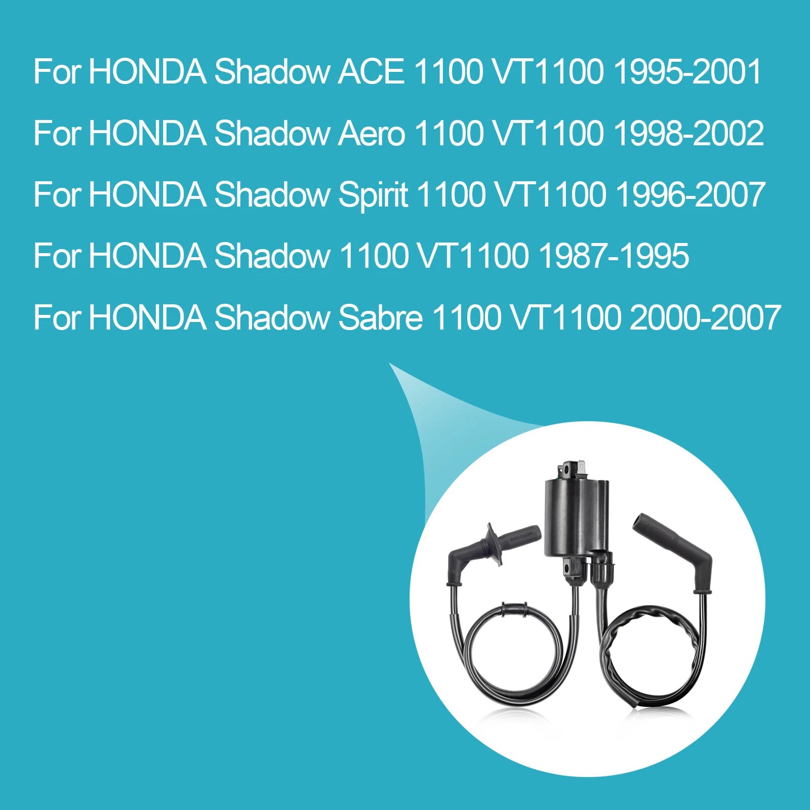 2X Ignition Coil & Spark Plug & Cap for Honda Shadow 1100 VT1100 (1987–2007)