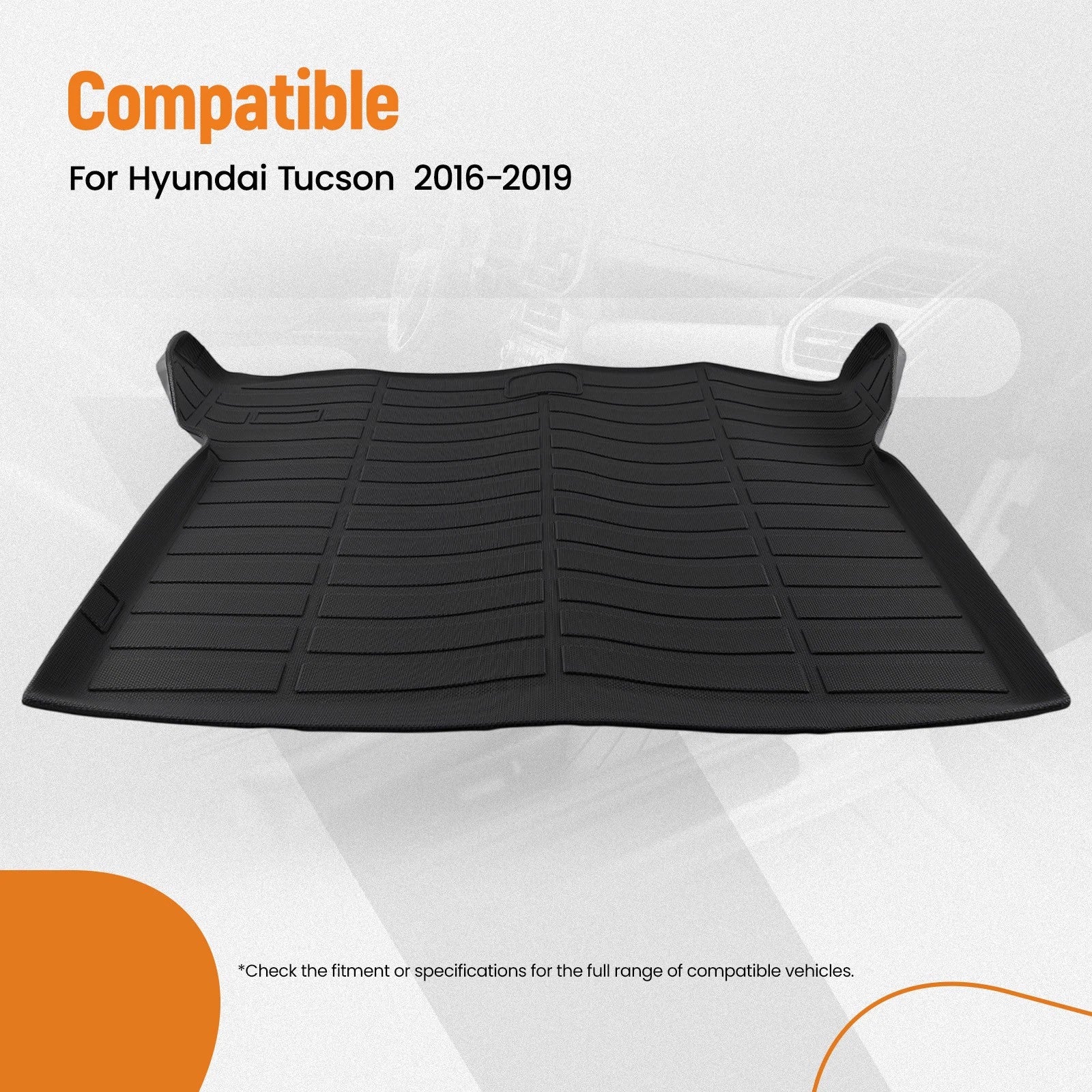 All Weather Black Cargo Liner for Hyundai Tucson (2016–2019) TPE Boot Tray