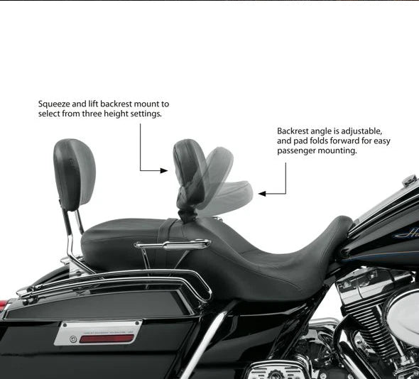 Adjustable Black Driver Backrest for Harley Davidson Touring (2009–2023)