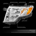 Driver Left Chrome Housing Amber Corner Headlight for Ford Edge (2007–2010)