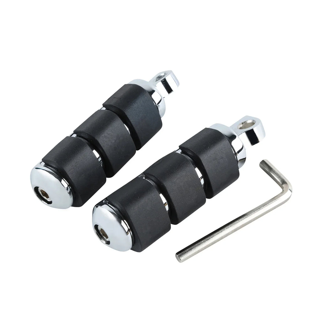 Chrome Anti Vibration Rubber Footpeg Pegs for Harley Softail Dyna