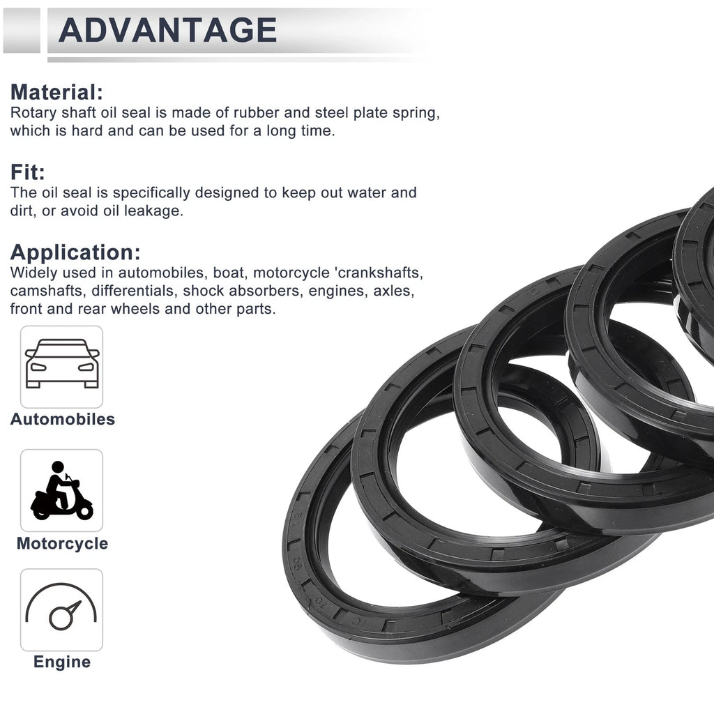 Set of 5 Oil Seal Rotary Shaft Seal Nitrile Rubber 70x90x12mm
