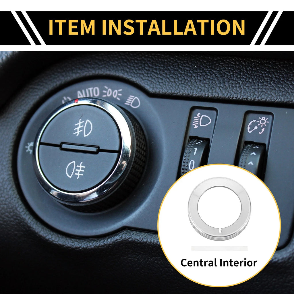 Headlight Control Switch Knob Cover Ring for Ford F-150 (2016–2021) Silver Tone