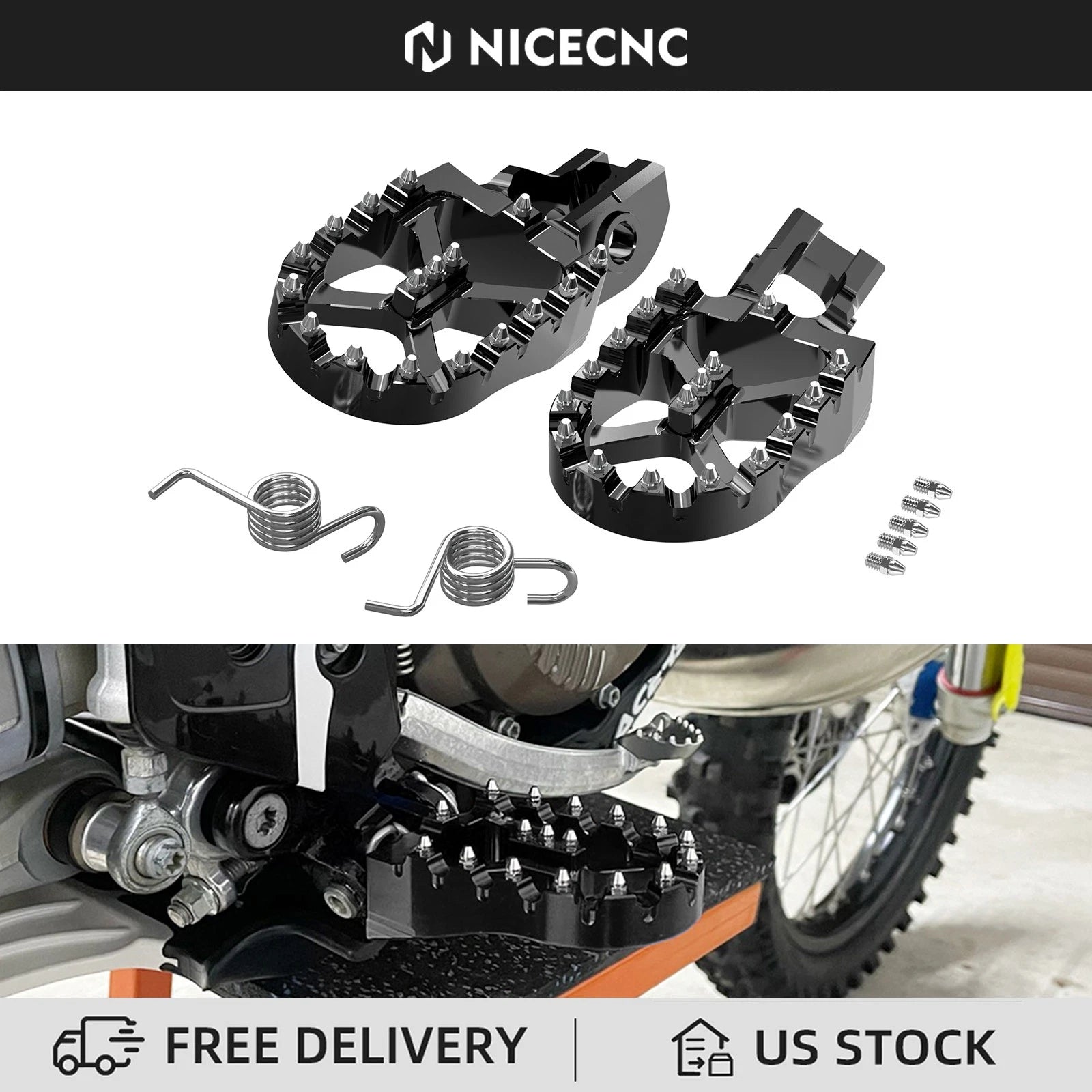 Wide Foot Pegs for KTM 250 300 350 450 SX XC EXC TPI (2017–2022)