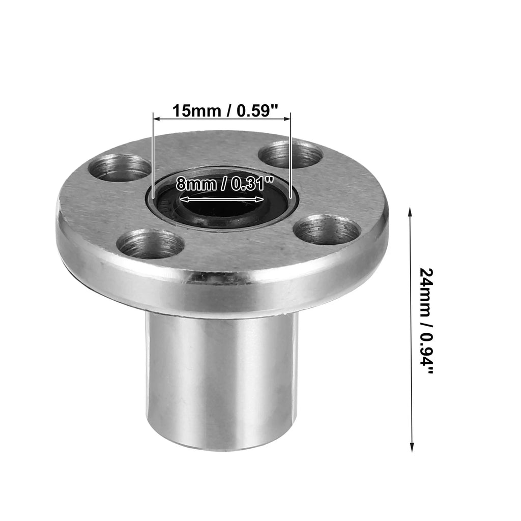 2 Pcs LMF8UU Linear Ball Bearings for Square Flange (8mm ID, 15mm OD)