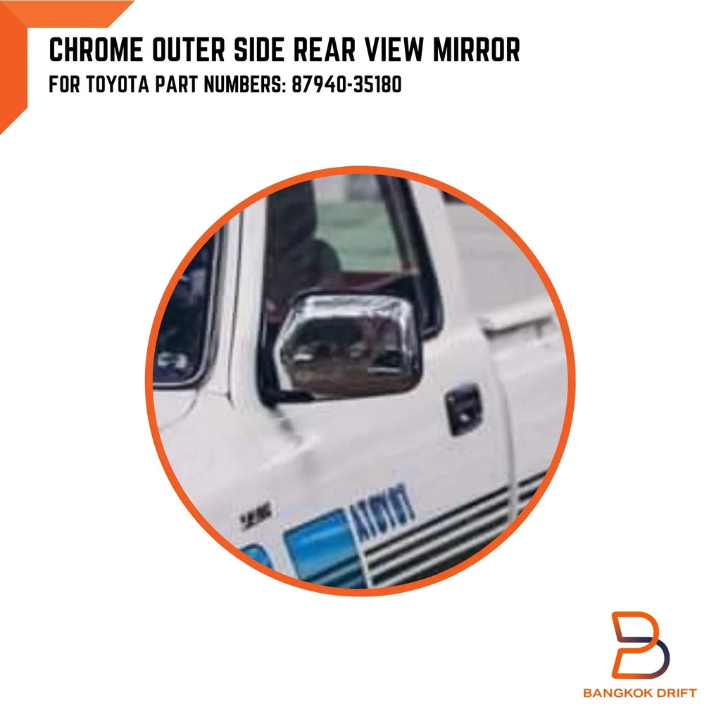 LH Chrome Wing Side Mirror for Toyota Hilux Ute 88-96