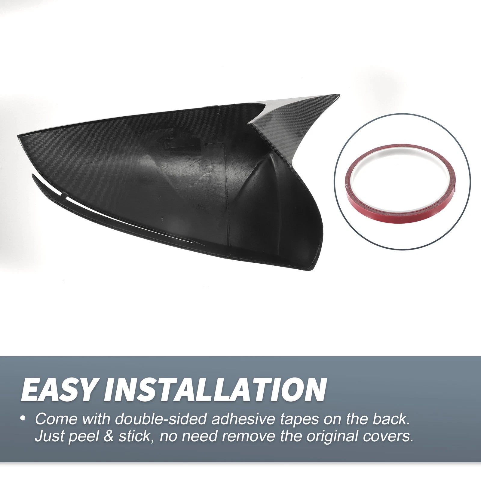 Pair Rearview Mirror Cover Overlay Black Carbon Fiber for Hyundai Tucson (2022–2024)
