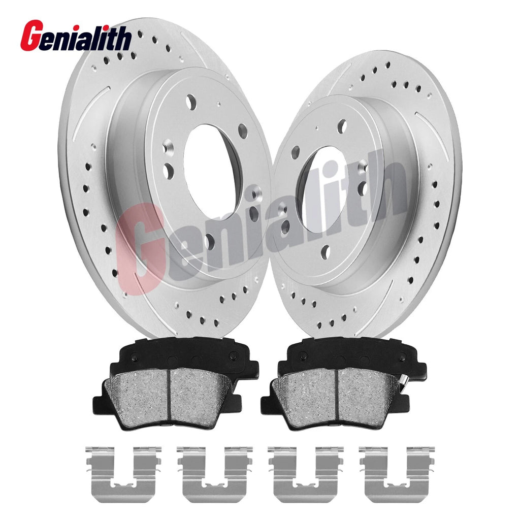 Rear Disc Brake Rotors + Brake Pads for Hyundai Elantra (2011–2020)