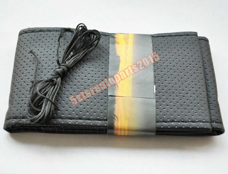 Steering Wheel Cover for Universal Fit (DIY PU Leather, Anti-slip, Black)