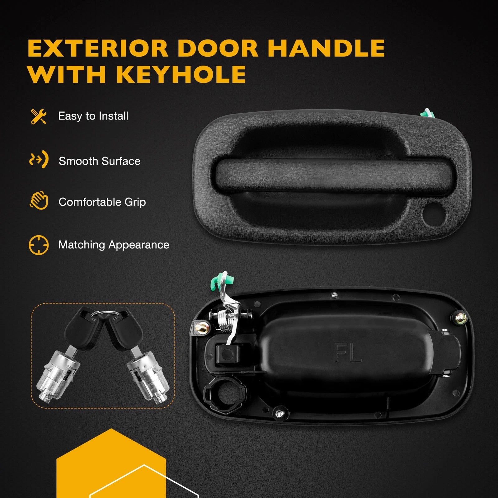 4X Exterior Door Handles w/ Lock Cylinder for Chevy Silverado GMC Sierra (1999–2007)