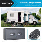 Dual USB Fast Charger Socket 3.1A for Motorcycle Car RV
