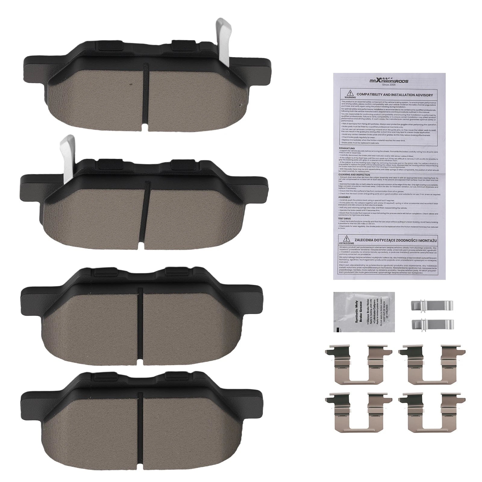 Set of 4 Rear Ceramic Brake Pads for Mazda 3 Sport (2014–2018) D1679