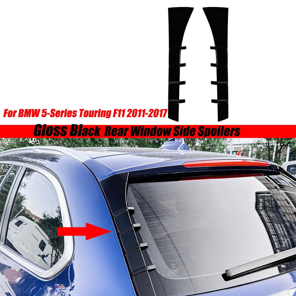 Rear Window Side Spoiler Trim Gloss Black for BMW 5 Series Touring (2011–2017)