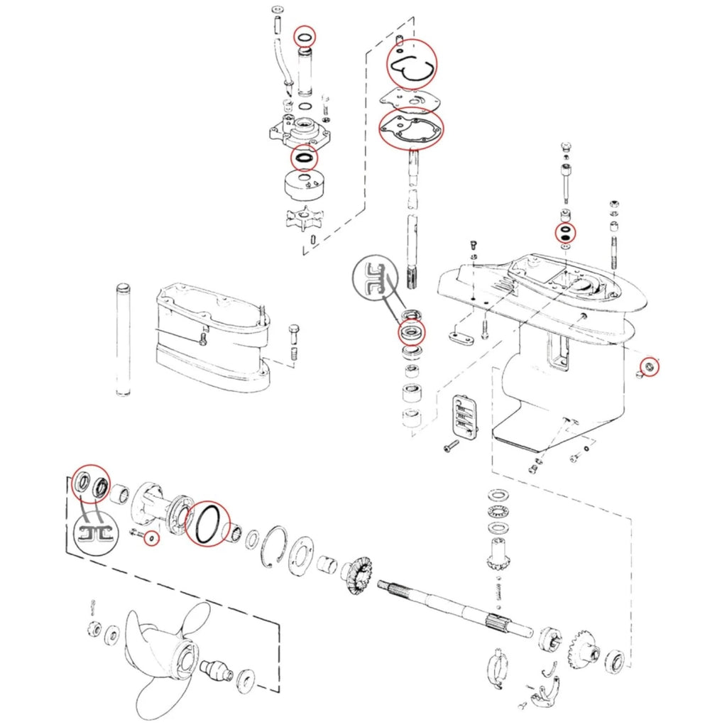Lower Unit Seal Kit for Johnson Evinrude 20-35 HP (18-2658, 396351)
