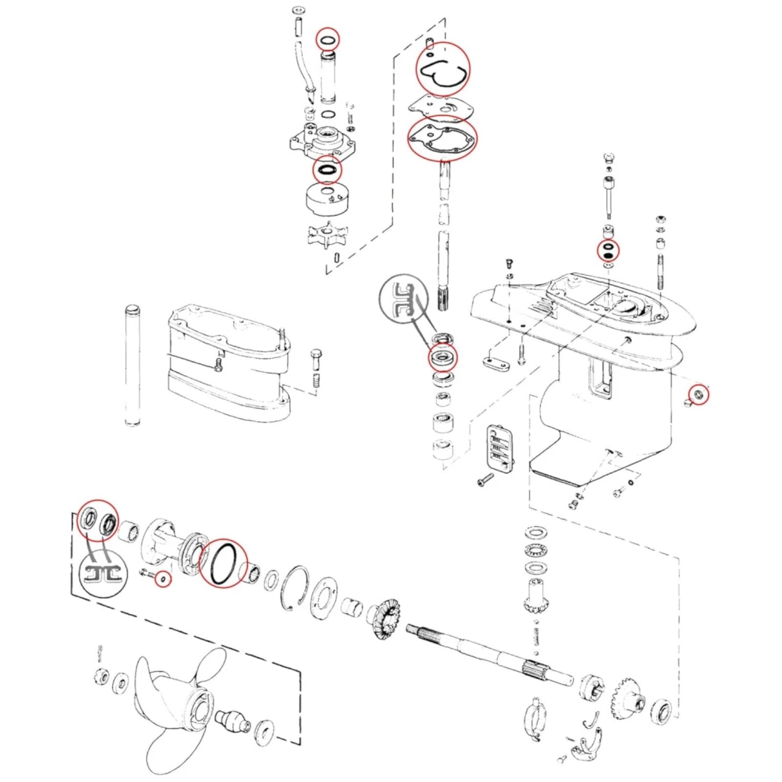 Lower Unit Seal Kit for Johnson Evinrude 20-35 HP (18-2658, 396351)