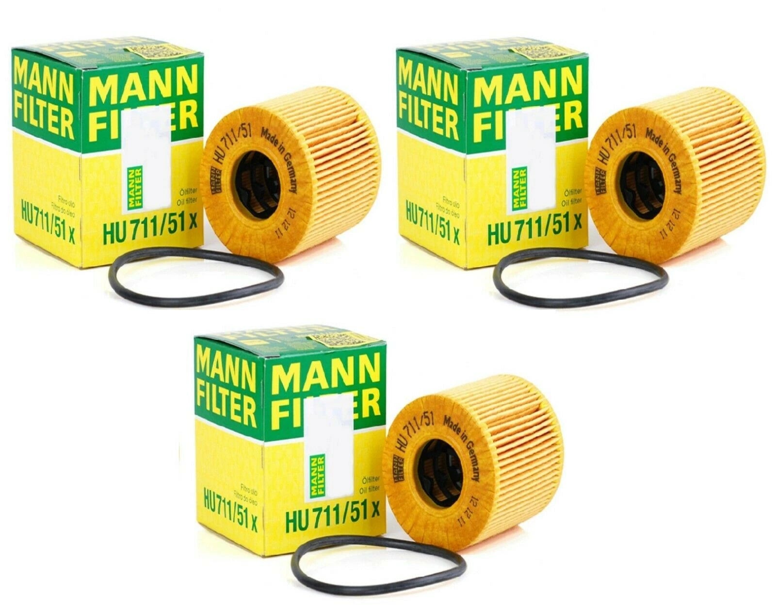 Set of 3 Oil Filters Mann HU71151X for Mini Cooper R55 R56 R57 R58 R59 (2007–2015)