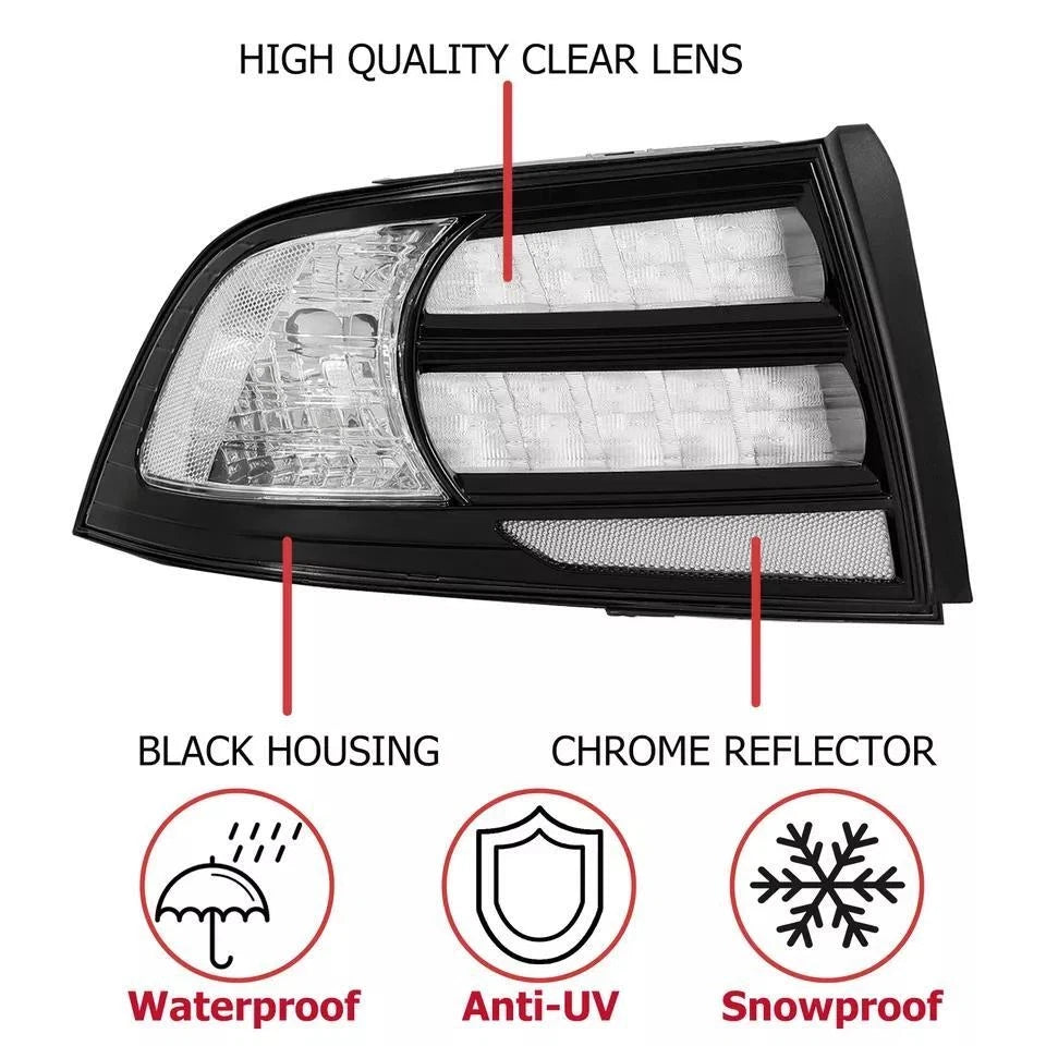 Rear Tail Light for Acura TL (2004–2008) LH RH Black Housing Clear Lens