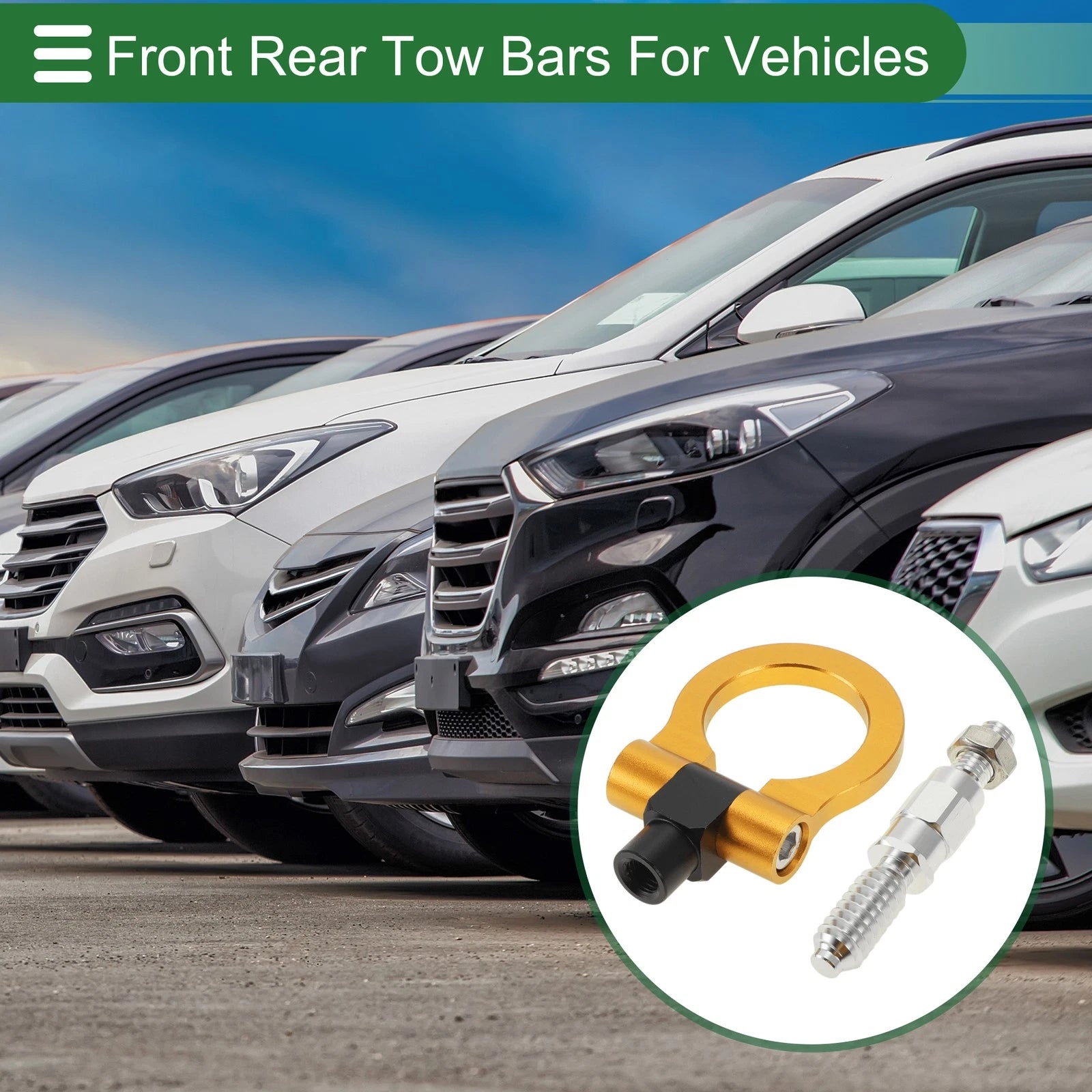 Tow Hook for Ford Focus (1998–2025) 15.6mm Aluminum Alloy Gold Tone