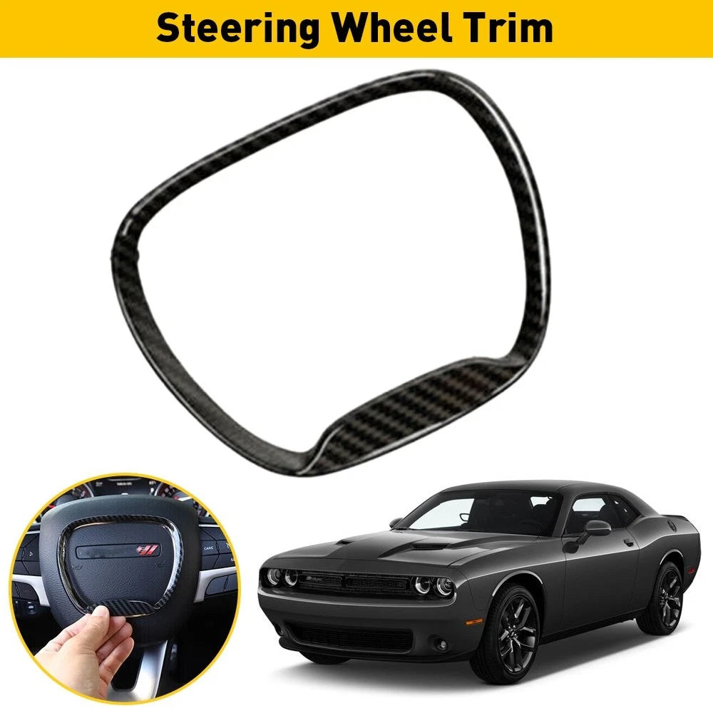 Carbon Fiber Steering Wheel Frame Trim for Dodge Challenger Charger (2015–2023)
