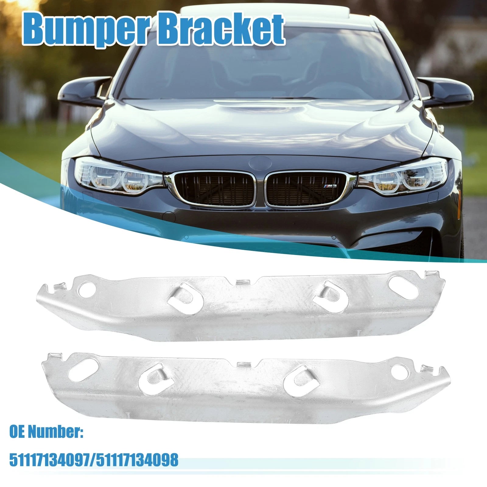 Pair Front Bumper Support Bracket No. 51117134097 for BMW 328i (2012–2015)