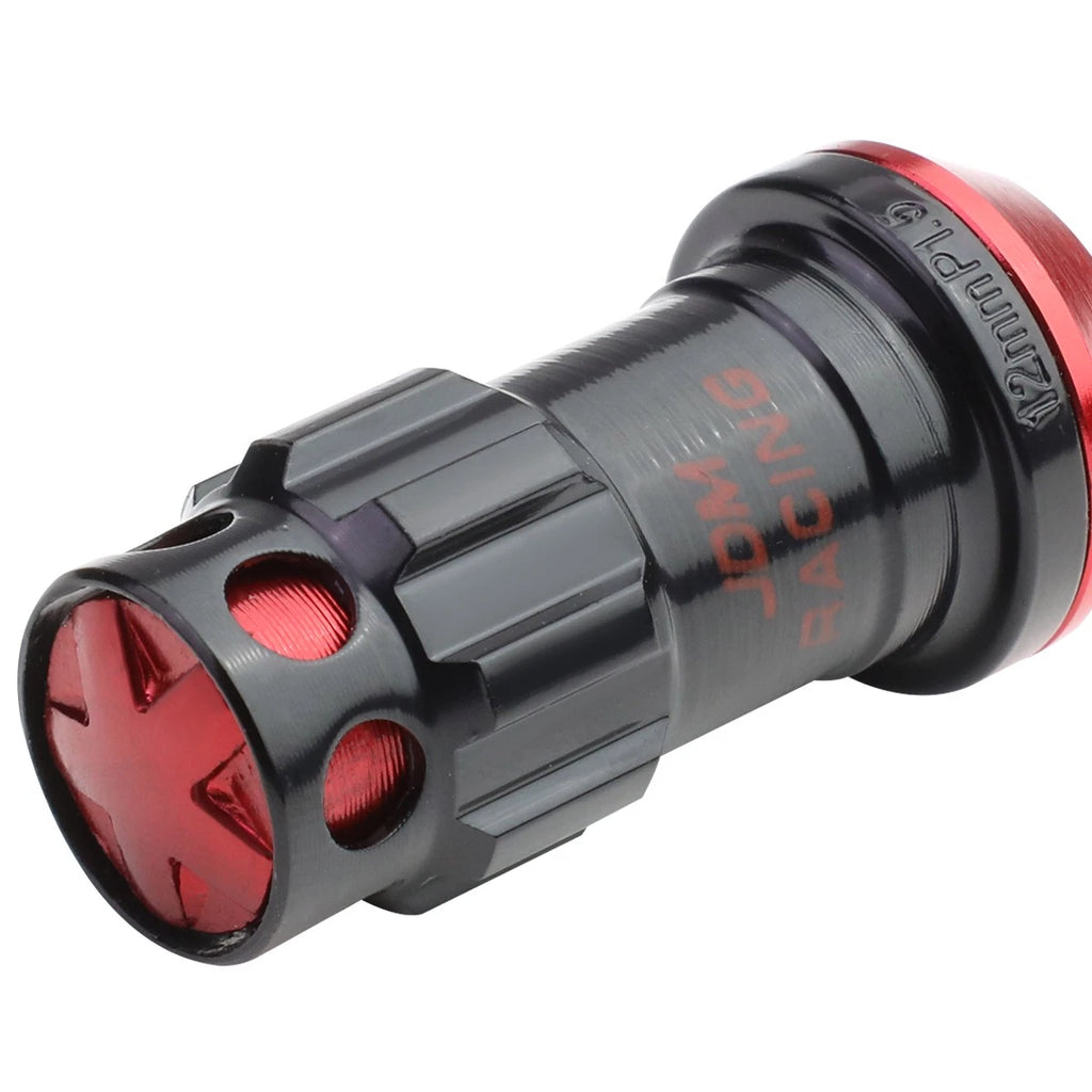 20Pcs Red Aluminum M12x1.5 Close-End Rim Lug & Lock Nuts for