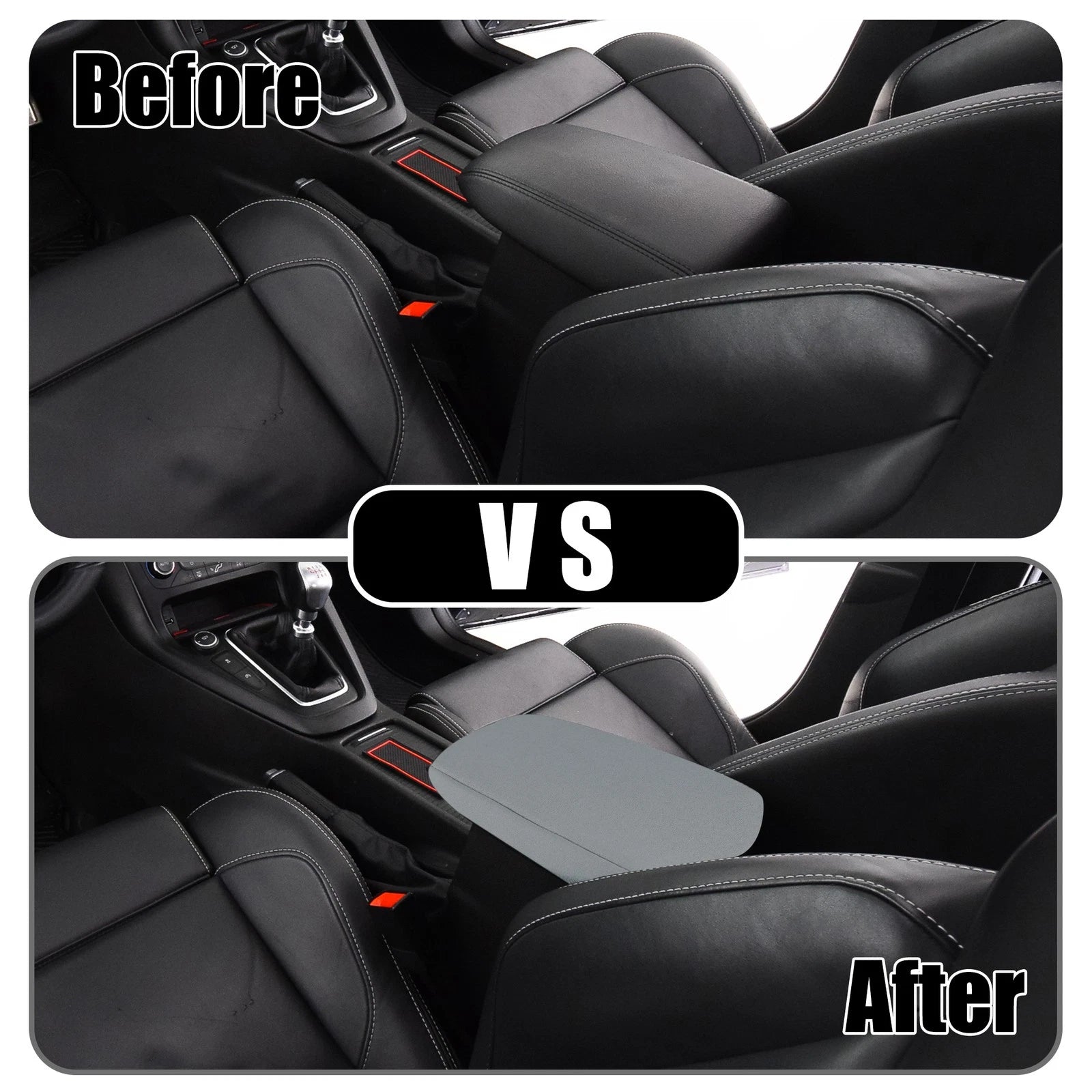 Center Console Lid Armrest Cover for Ford Focus (2010–2015) Neoprene Gray