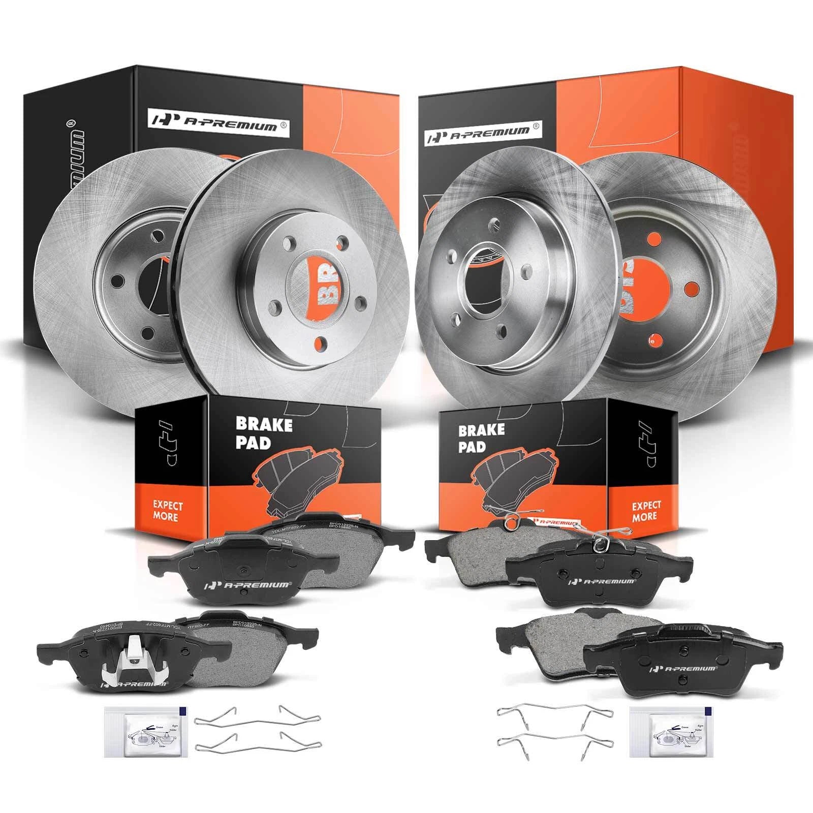 Set of 4 Disc Brake Rotors & Ceramic Pads for Ford Focus (2012–2018)