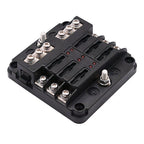 6-Way Blade Fuse Box Block Holder w/ LED Indicator for Marine Bus RVs Boats