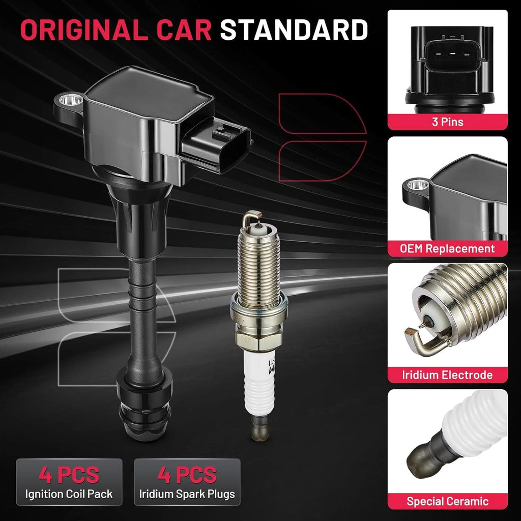 4X Ignition Coils & Spark Plugs for Nissan Sentra L4 1.8L (2002–2005)