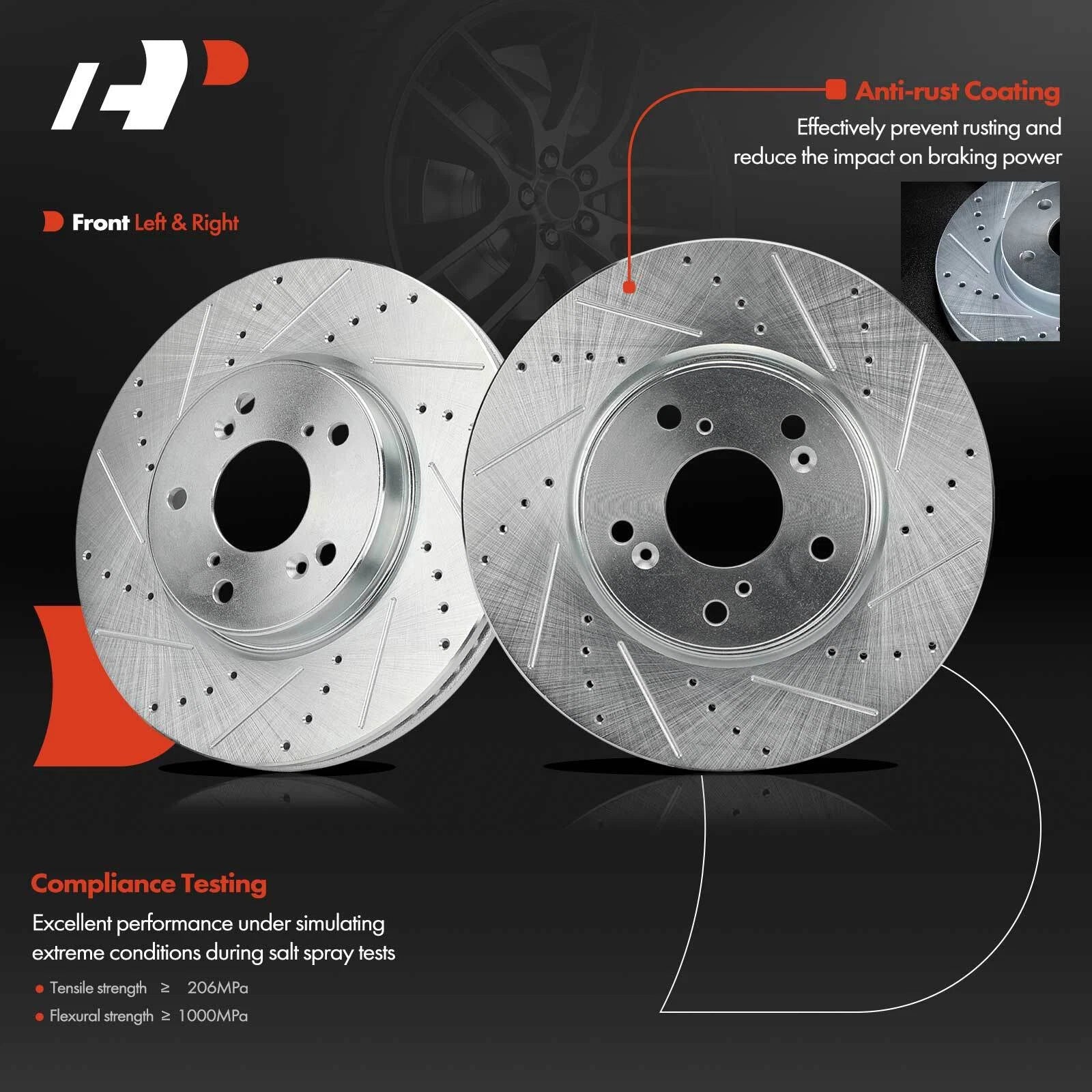 Front Side Drilled Brake Rotors for Honda Accord (2013-2017)