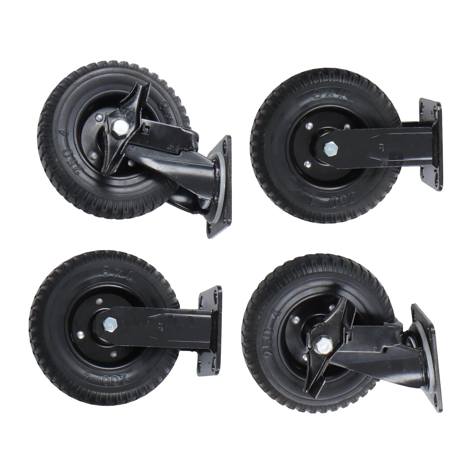 Set of 4 Heavy Duty 8-Inch Casters with Side Brakes 360° Swivel