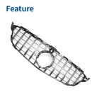 Front Upper Bumper Grille for Mercedes-Benz C180 Chrome Silver Tone