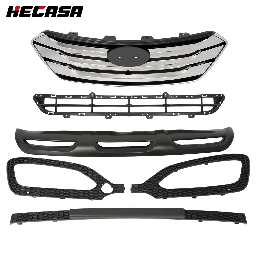 Set of 2 Upper Lower Grille Fog Light Bezels for Hyundai Santa Fe Sport (2013–2016)