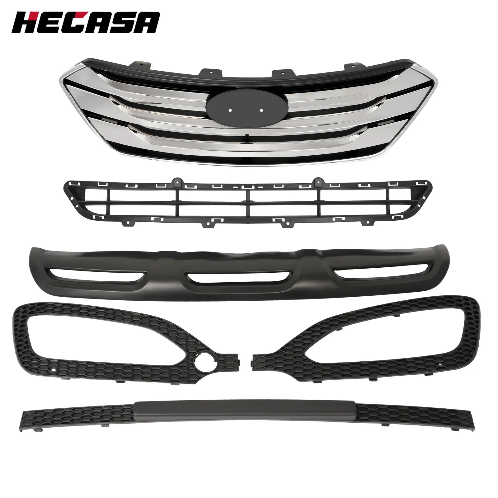 Set of 2 Upper Lower Grille Fog Light Bezels for Hyundai Santa Fe Sport (2013–2016)