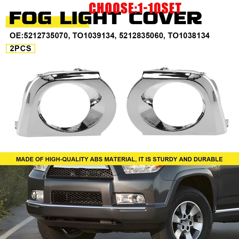 Set of 2 Fog Light Bezel Chrome Trim Covers for Toyota 4Runner (2010–2013)