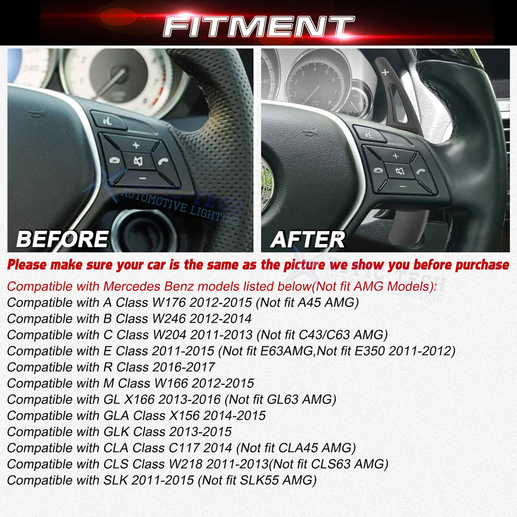 Black Aluminum Paddle Shifter Extension for Mercedes-Benz A B C E (2019-2024)