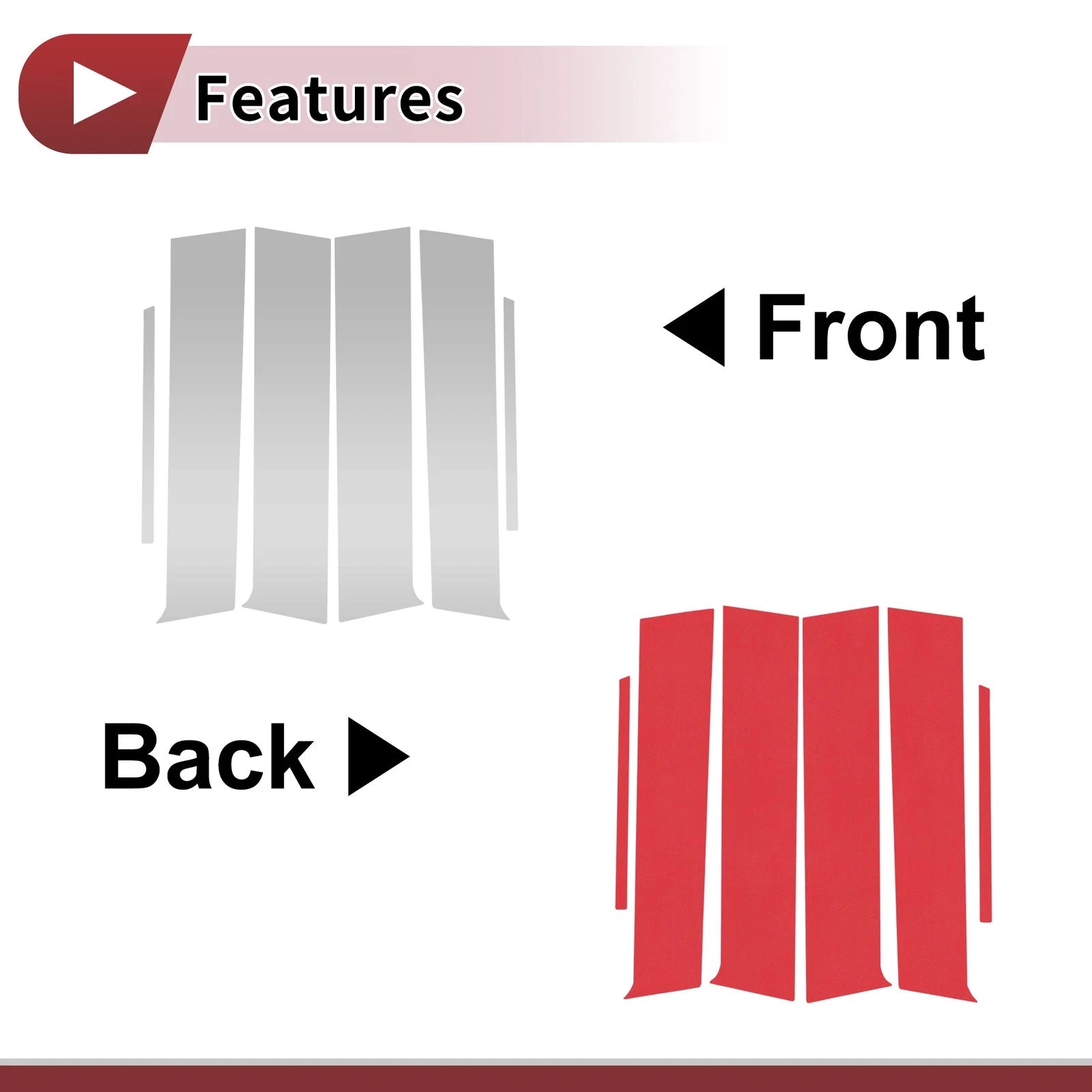 Set of 6 Car Door Pillar Window Trim for Toyota Aqua (2011–2019) Silver Tone