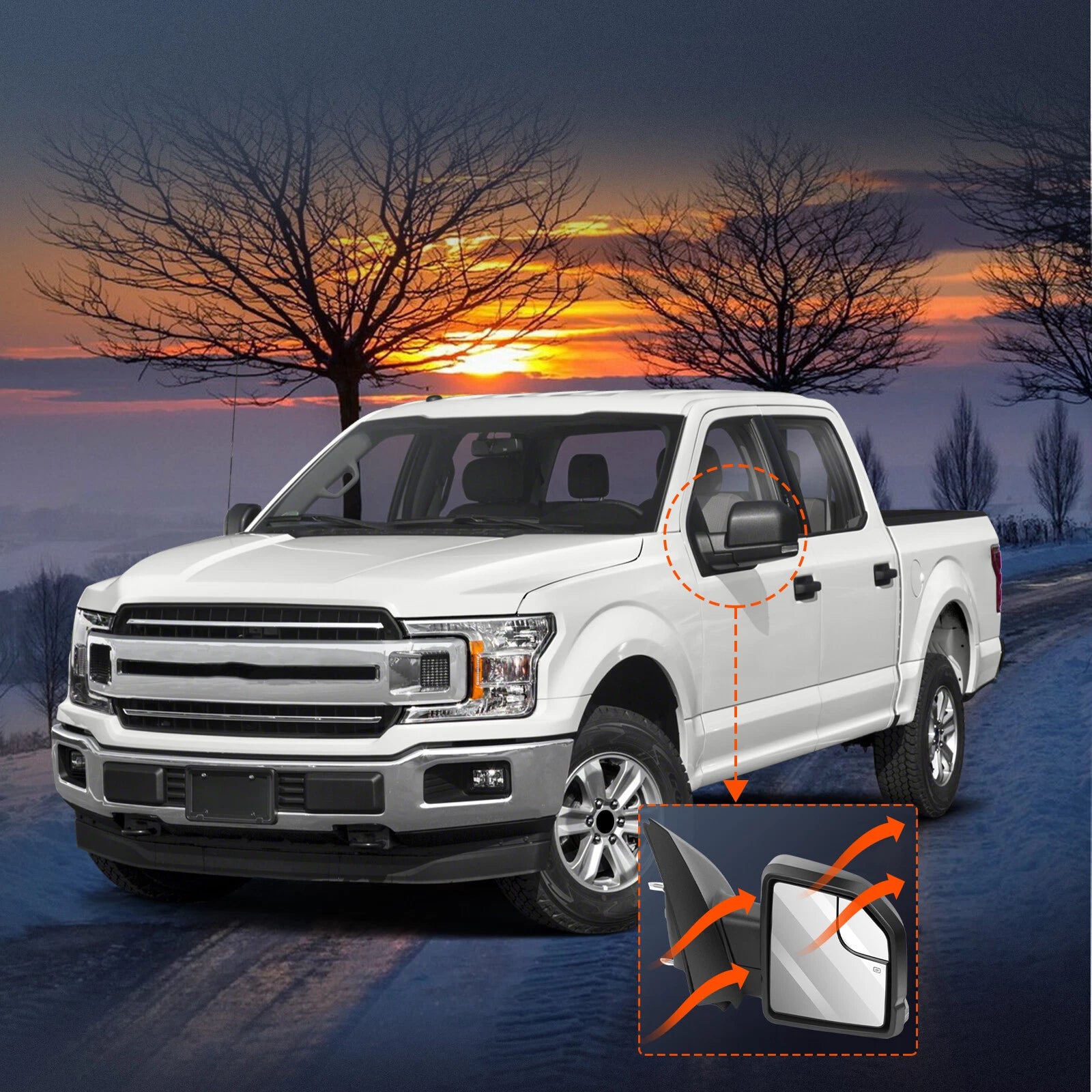 Power Heated Turn Signal Tow Side Mirrors Pair for Ford F-150 (2015–2020)