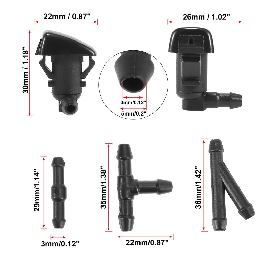 Front Windshield Washer Nozzles Hose Kit for Ford Fusion, Toyota Tacoma 