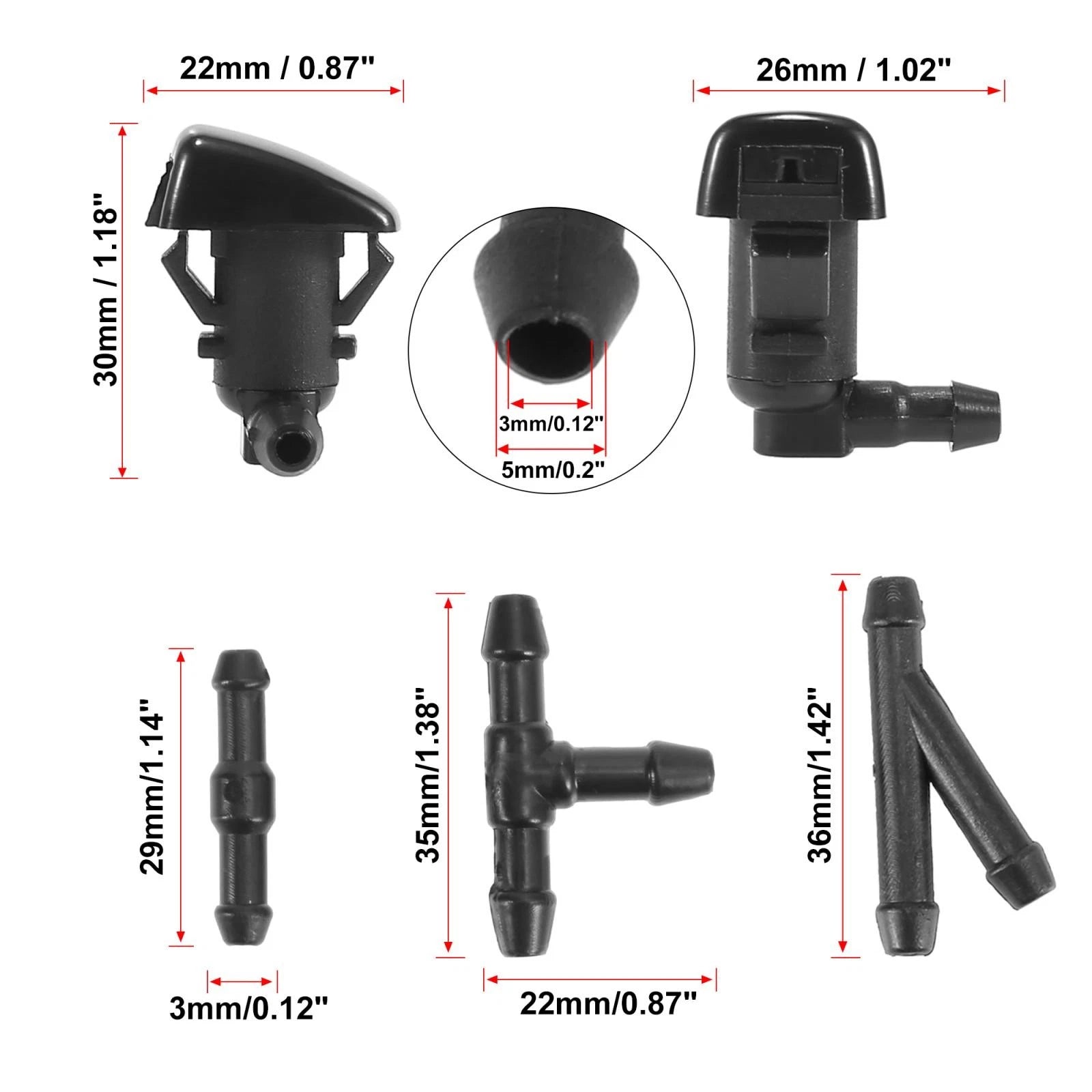 Front Windshield Washer Nozzles Hose Kit for Ford Fusion, Toyota Tacoma 