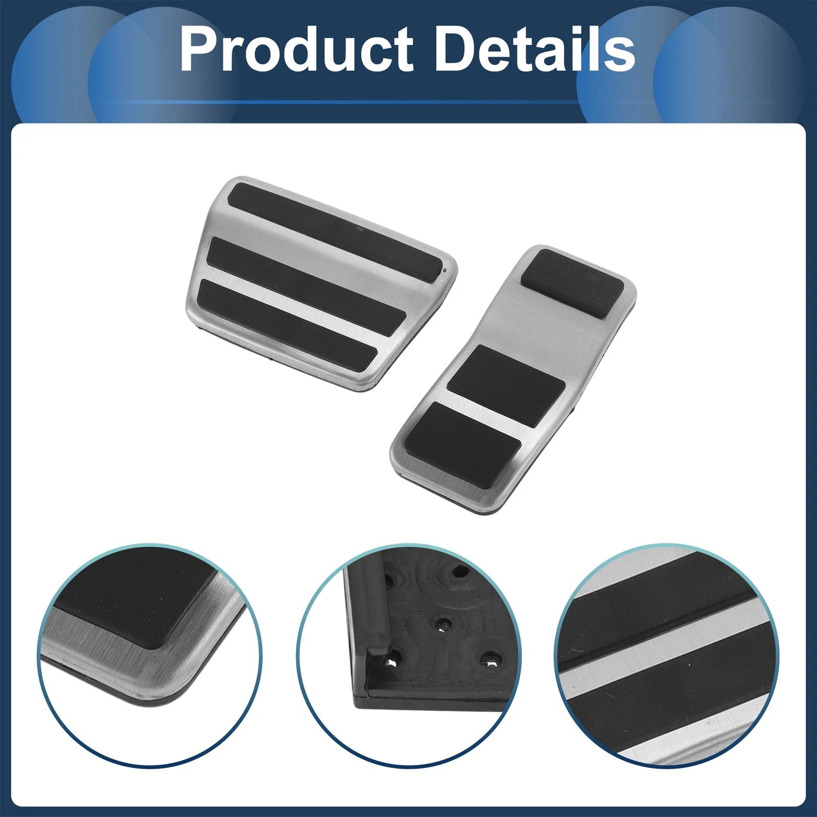 2 Pcs Foot Accelerator Pedal Covers for Ford Fiesta (2007–2012) Silver Tone
