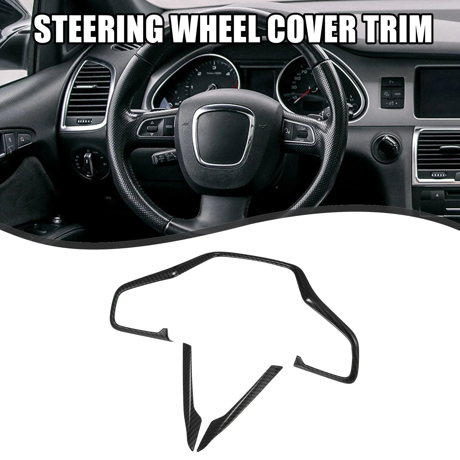 3 Pcs Steering Wheel Cover Trim for Honda Civic (2016-2021) Carbon Fiber