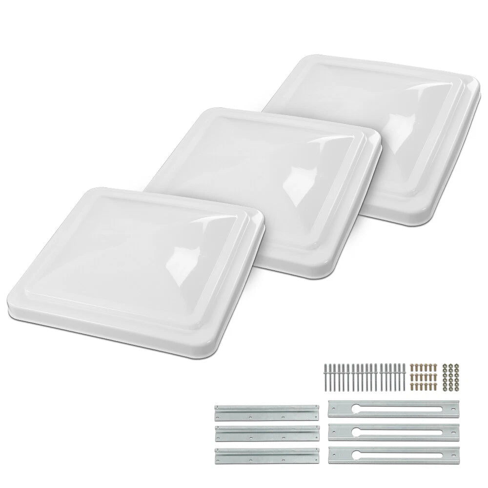 Set of 3 RV Replacement Roof Vent Covers for Camper 14"x14" White