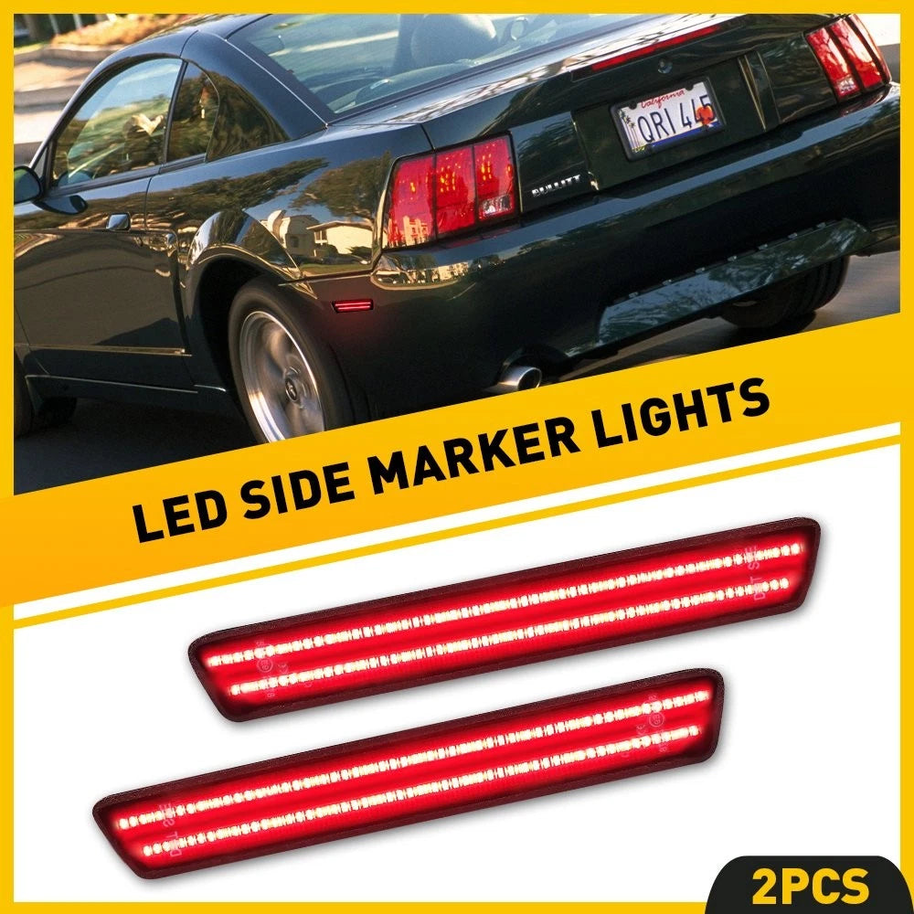 2X Rear Red Signal LED Side Marker Lights for Ford Mustang (1999–2004)