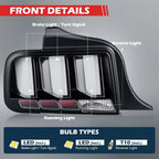 LED Tail Lights for Ford Mustang (2005–2009) - Turn Signal Brake Lamps Black Clear