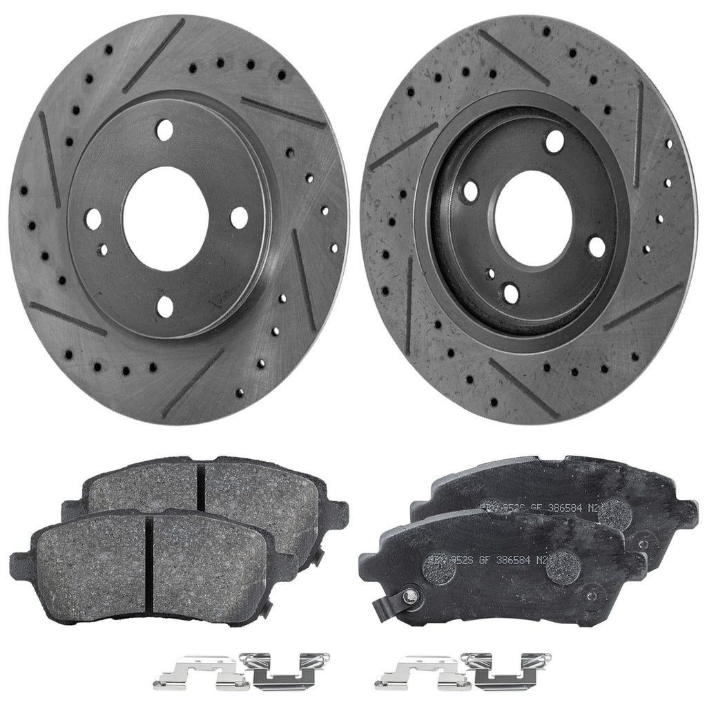 Front Brake Disc Rotors and Pads Kit for Ford Fiesta (2011–2019)