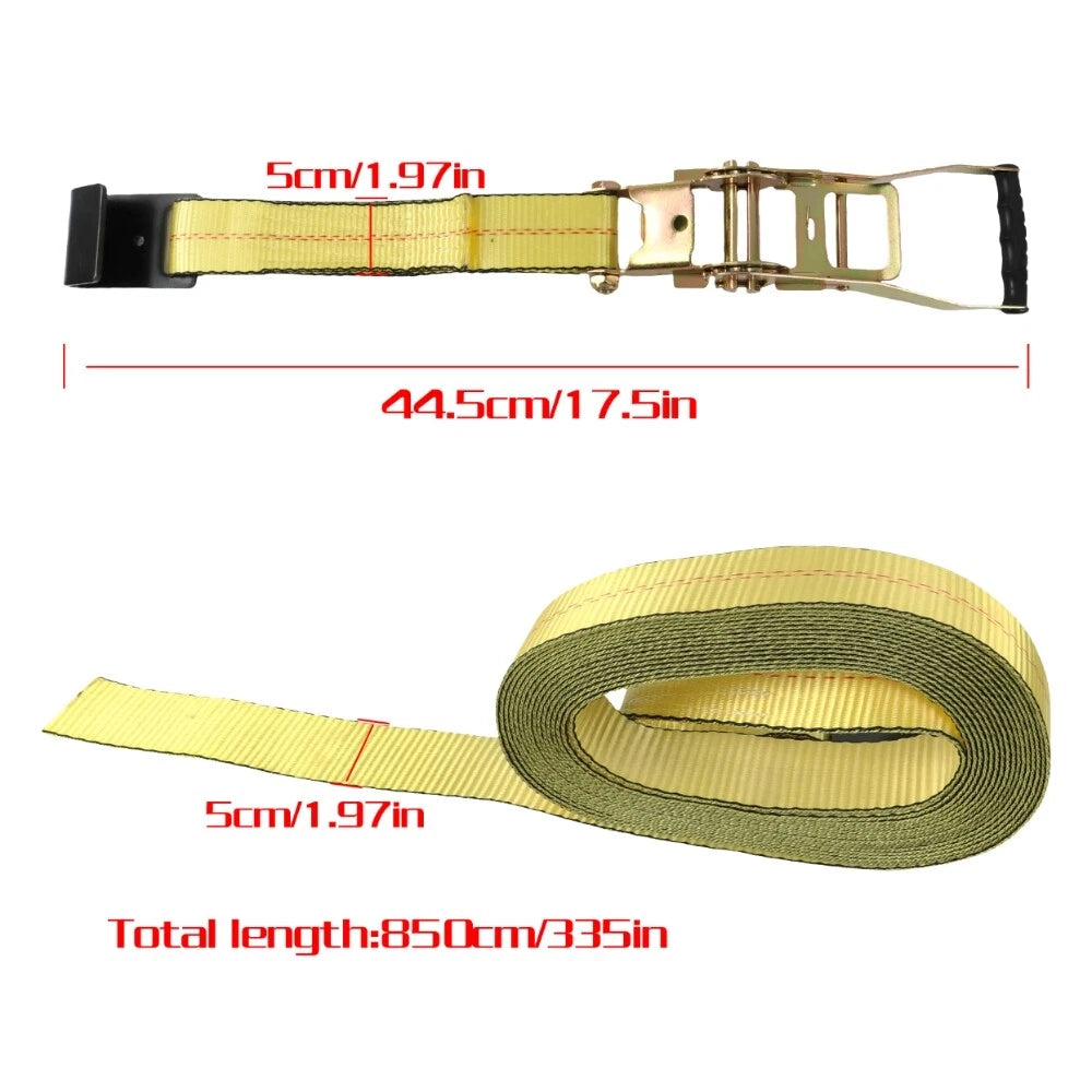 Set of 10 Ratchet Tie-Down Straps with Flat Hooks (2" x 30')