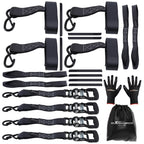 Set of 4 Heavy Duty Retractable Ratchet Tie Down Straps 1.6in x 8ft 5208 lbs Black